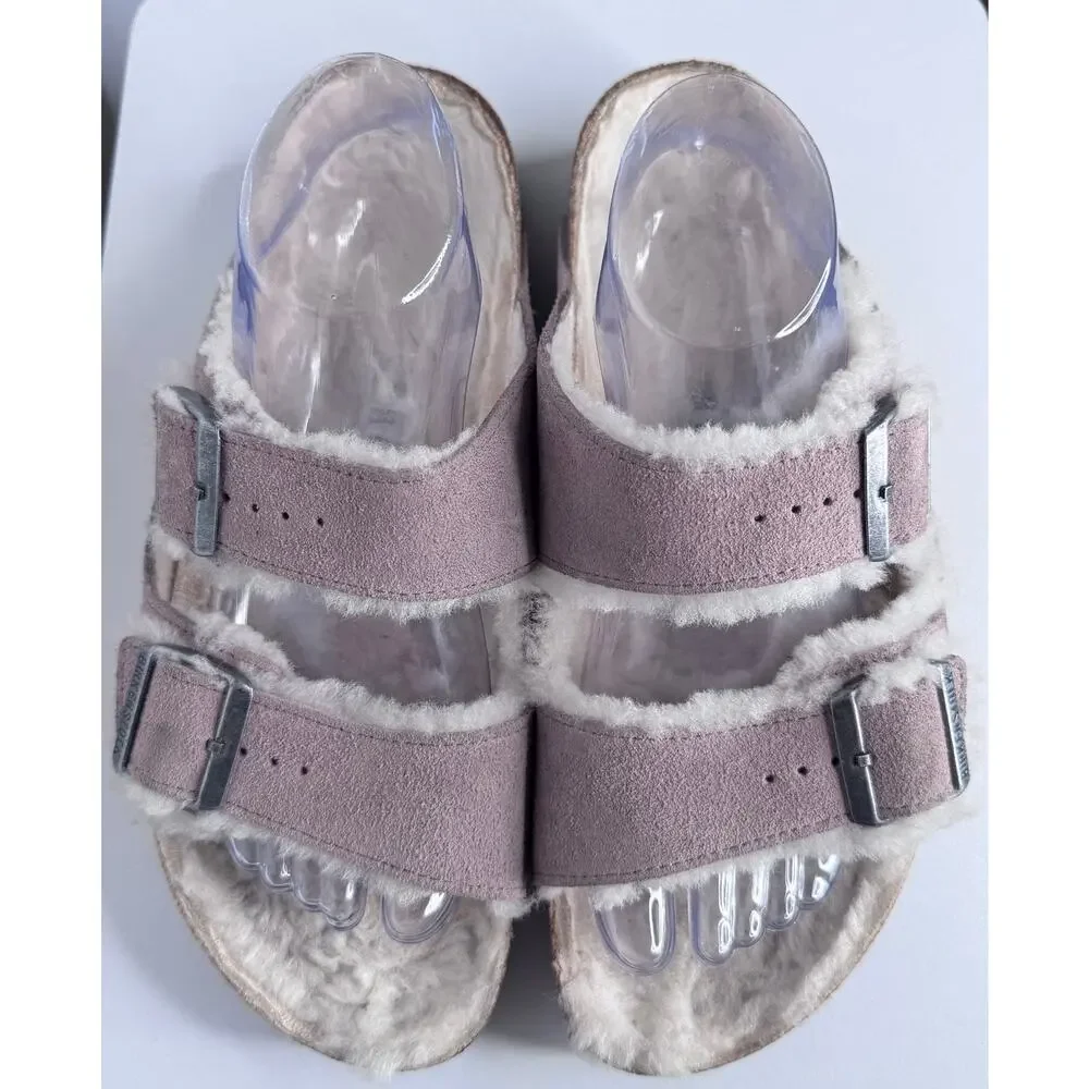 Birkenstock Arizona Shearling Suede Sandals Taupe Brown EU 42 US Men’s 9-9.5